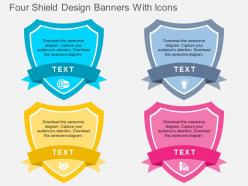 hc Four Shield Design Banners With Icons Flat Powerpoint Design