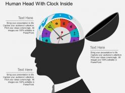 Hc human head with clock inside flat powerpoint design