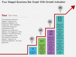Hd four staged business bar graph with growth indication flat powerpoint design