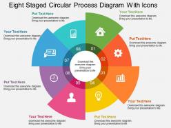 He eight staged circular process diagram with icons flat powerpoint design