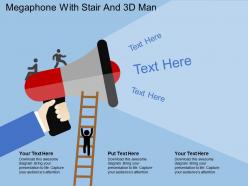 He megaphone with stair and 3d man flat powerpoint design