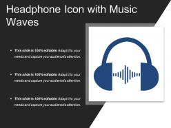 Headphone icon with music waves