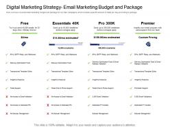 Health And Fitness Industry Digital Marketing Strategy Email Marketing Budget And Package Ppt Themes