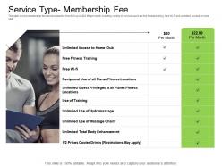 Health and fitness industry service type membership fee ppt powerpoint presentation templates