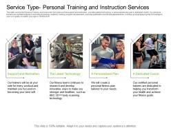 Health and fitness industry service type personal training and instruction services ppt sample