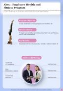 Health And Fitness Playbook About Employee Health And One Pager Sample Example Document