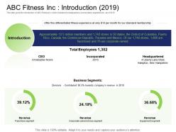 Health and industry abc fitness inc introduction 2019 ppt powerpoint presentation gallery layouts