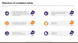 Health And Safety Of Employees Objectives Of Workplace Safety Ppt File Visual Aids