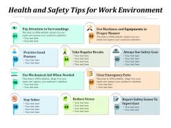Health and safety tips for work environment