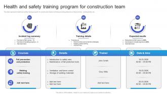 Health And Safety Training Program For Construction Team
