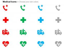 Health care call medical symbol ambulance heart health ppt icons graphics