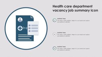 Health Care Department Vacancy Job Summary Icon