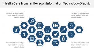 Health care icons in hexagon information technology graphic