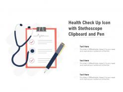 Health check up icon with stethoscope clipboard and pen
