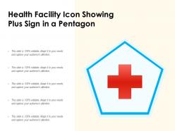 Health facility icon showing plus sign in a pentagon