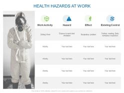 Health hazards at work ppt powerpoint presentation icon designs