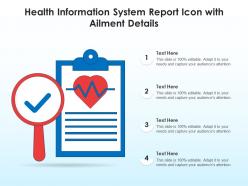Health information system report icon with ailment details