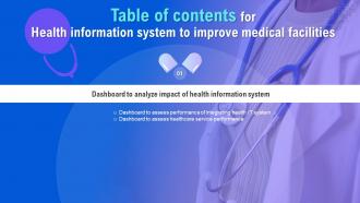 Health Information System To Improve Medical Facilities For Table Of Contents