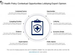 Health policy contextual opportunities lobbying export opinion