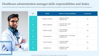 Healthcare Administration Manager Skills Responsibilities And Duties