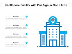 Healthcare facility with plus sign in blood icon