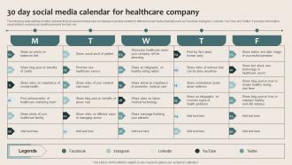 Healthcare Marketing 30 Day Social Media Calendar For Healthcare Company Strategy SS V