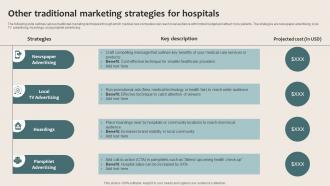 Healthcare Marketing Other Traditional Marketing Strategies For Hospitals Strategy SS V