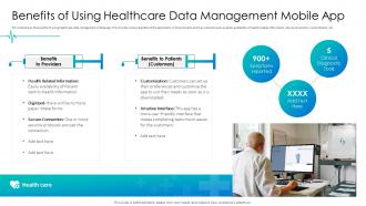 Healthcare pitch deck benefits of using healthcare data management mobile app ppt gallery