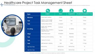 Healthcare Project Task Management Sheet