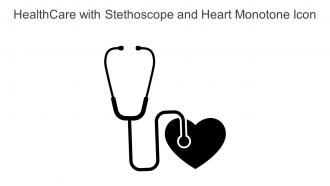 Healthcare With Stethoscope And Heart Monotone Icon In Powerpoint Pptx Png And Editable Eps Format