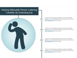 Hearing silhouette person listening carefully by extending ear