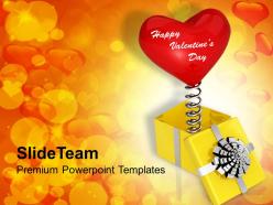 Heart coming out of yellow box valentines powerpoint templates ppt themes and graphics 0213