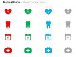 Heart ecg line teeth first aid box ppt icons graphics