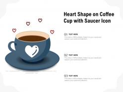 Heart shape on coffee cup with saucer icon