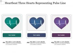 Heartbeat three hearts representing pulse line