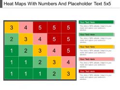 Heat maps with numbers and placeholder text 5x5 powerpoint graphics