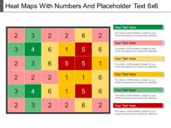 Heat maps with numbers and placeholder text 6x6 powerpoint shapes