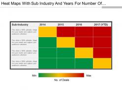 Heat maps with sub industry and years for number of deals 4x4 ppt examples