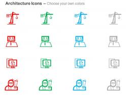Heavy crane building design apps architect ppt icons graphics