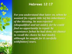 Hebrews 12 17 he could not change powerpoint church sermon