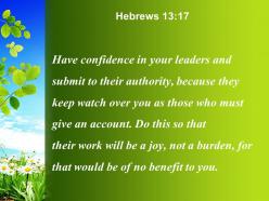 Hebrews 13 17 there work will be a joy powerpoint church sermon