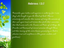 Hebrews 13 7 their way of life powerpoint church sermon