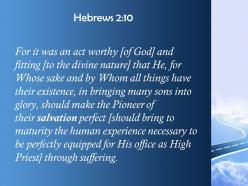 Hebrews 2 10 the pioneer of their salvation perfect powerpoint church sermon