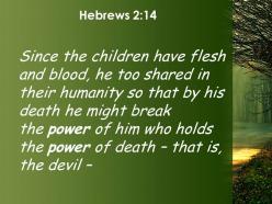 Hebrews 2 14 the children have flesh and blood powerpoint church sermon