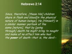 Hebrews 2 14 the children have flesh and blood powerpoint church sermon