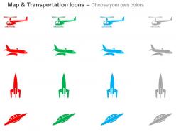 Helicopter plane rocket ufo ppt icons graphics