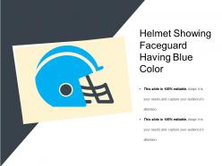 Helmet showing faceguard having blue color