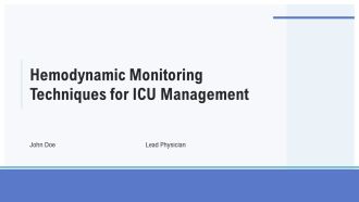 Hemodynamic Monitoring Techniques For ICU Management PPT Demonstration AT