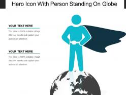 Hero icon with person standing on globe