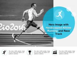 Hero image with handicapped athlete running and race track